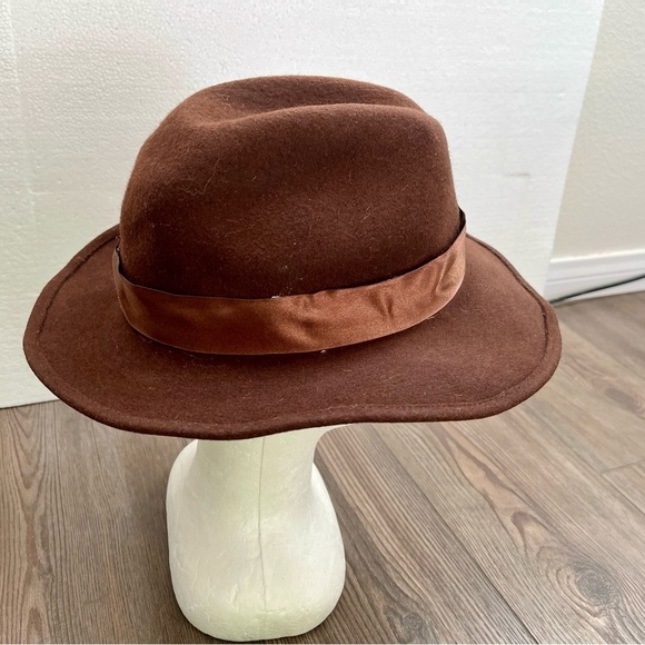 100 % wool Brown Wide Brim Fedora Hat